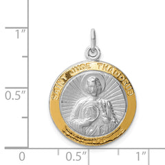 Sterling Silver Rhodium-plated Saint Jude Thaddeus Medal