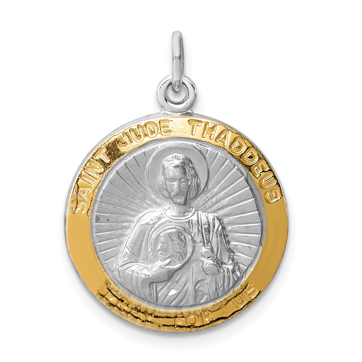 Sterling Silver Rhodium-plated Saint Jude Thaddeus Medal