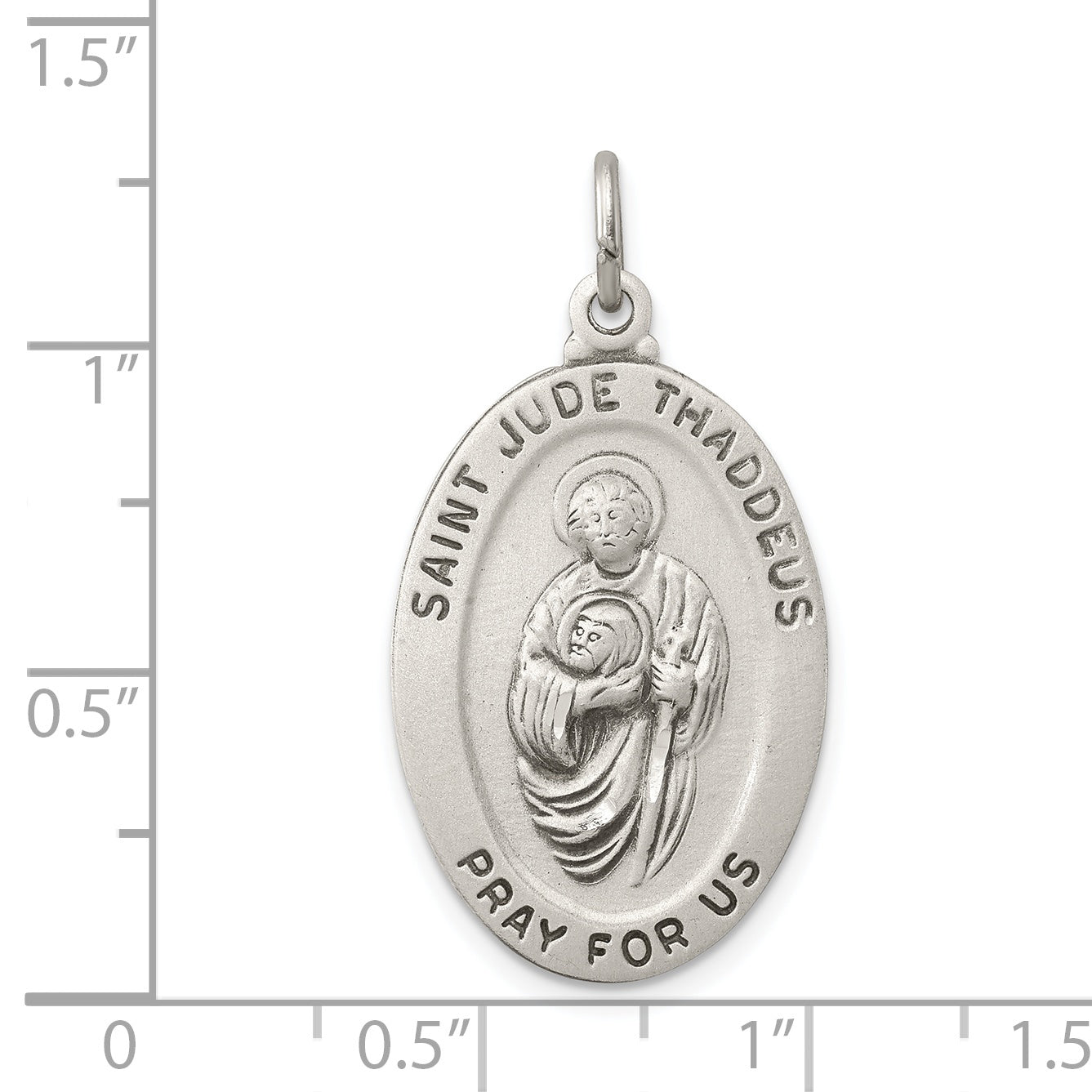 Sterling Silver Antiqued Saint Jude Thaddeus Medal