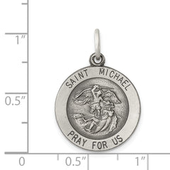 Antiqued Sterling Silver 925 Saint Michael Medal Engravable Pendant