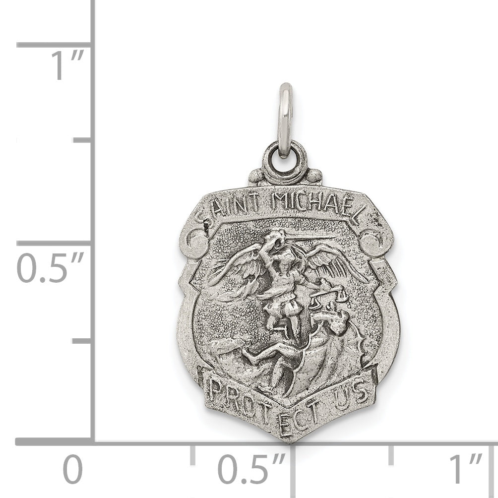 Sterling Silver Antiqued St. Michael Badge Medal