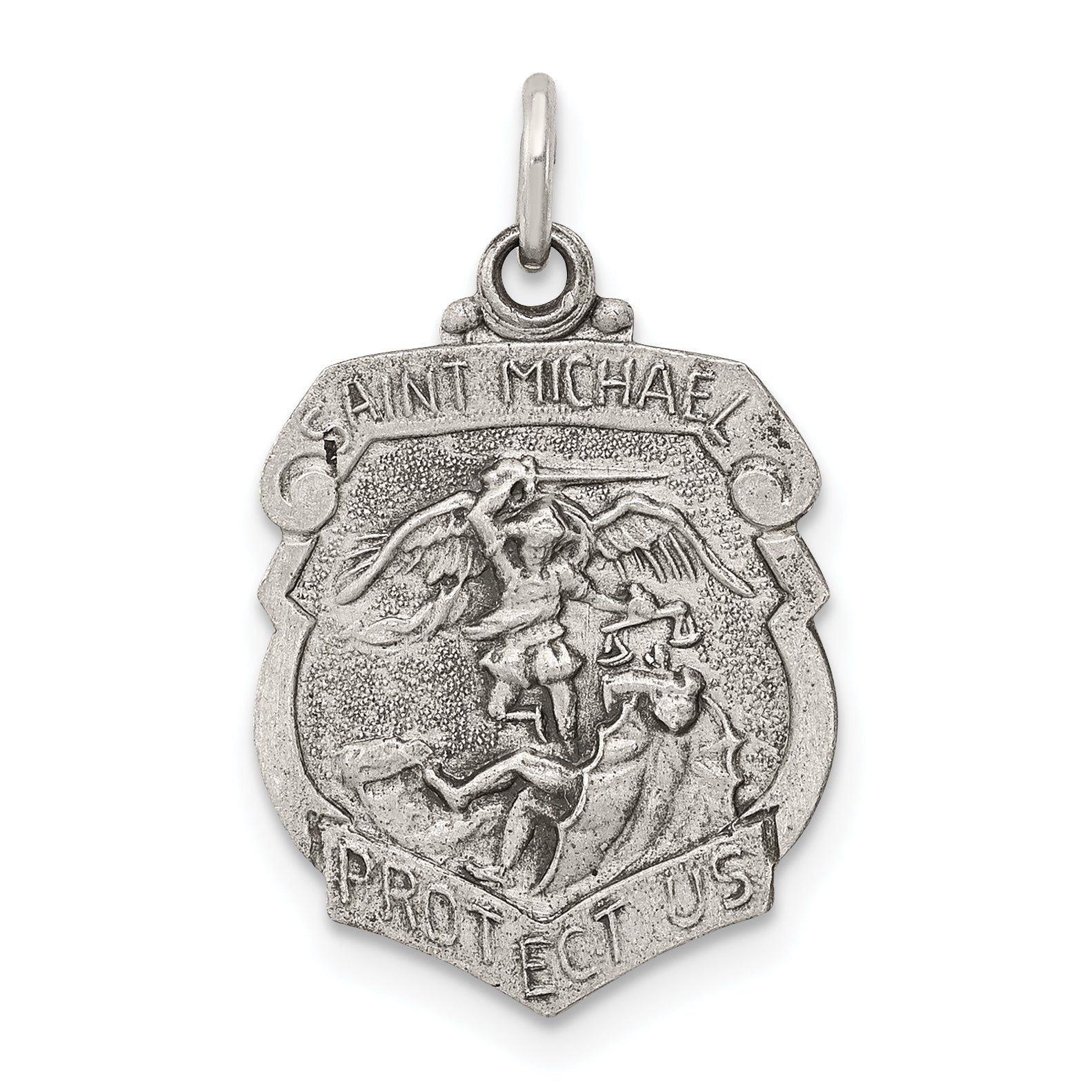 Sterling Silver Antiqued St. Michael Badge Medal