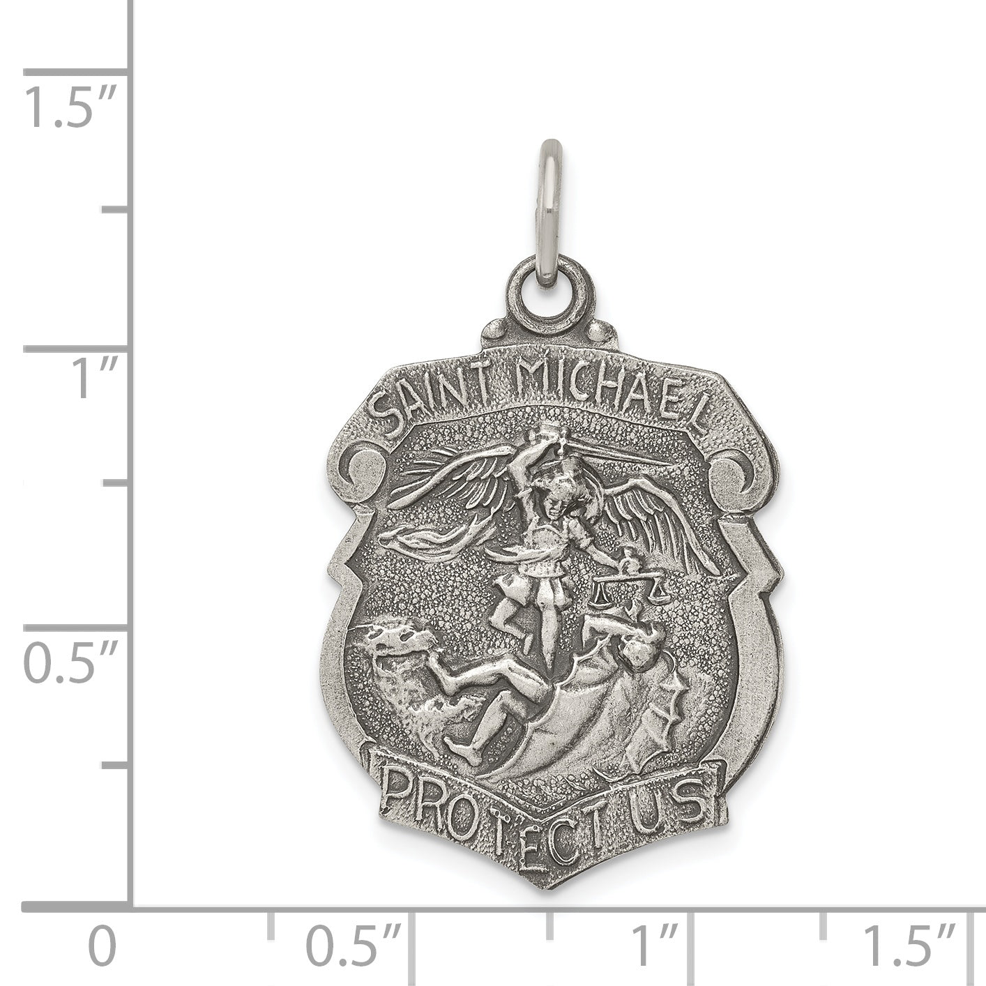 Sterling Silver Antiqued St. Michael Badge Medal