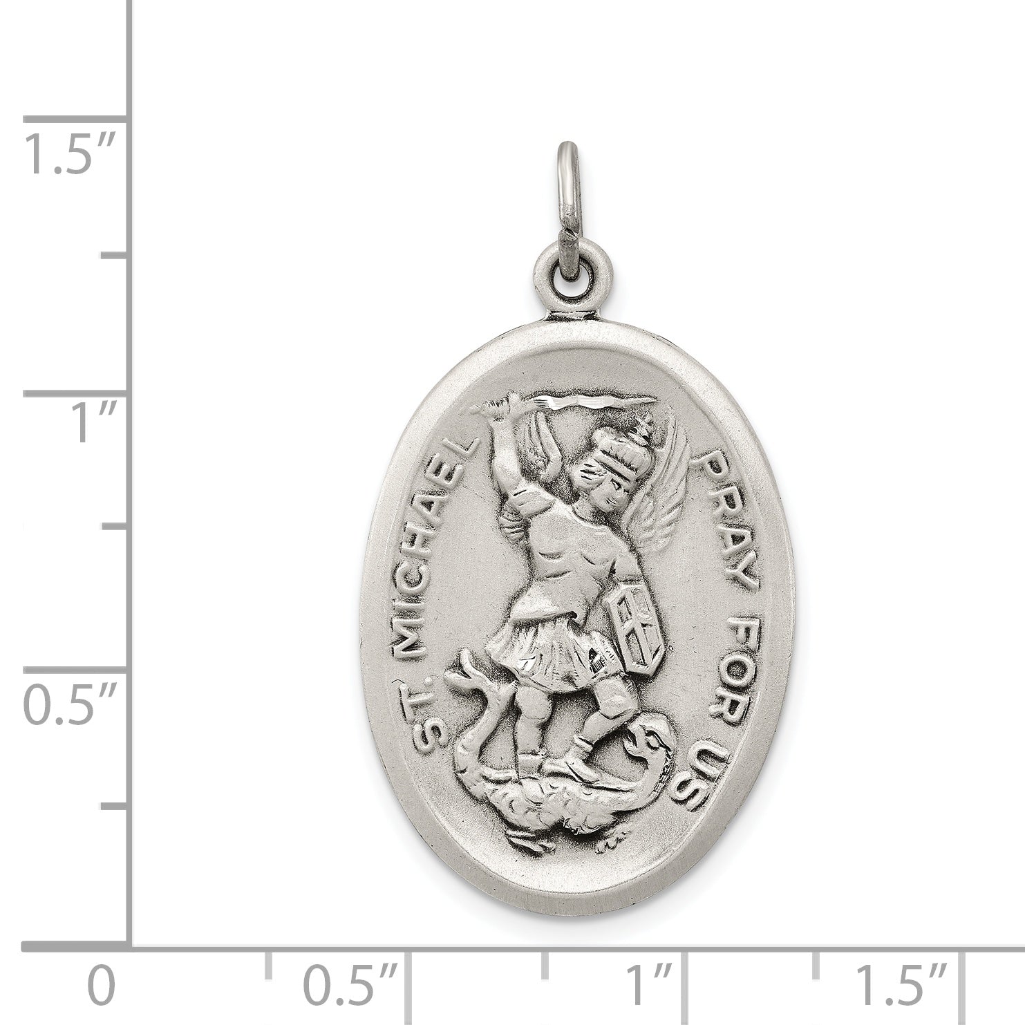 Antiqued 925 Sterling Silver Reversible St. Michael Pendant