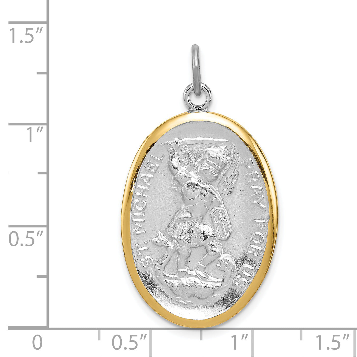 Sterling Silver Reversible Rhodium-plated & Vermeil St. Michael Medal