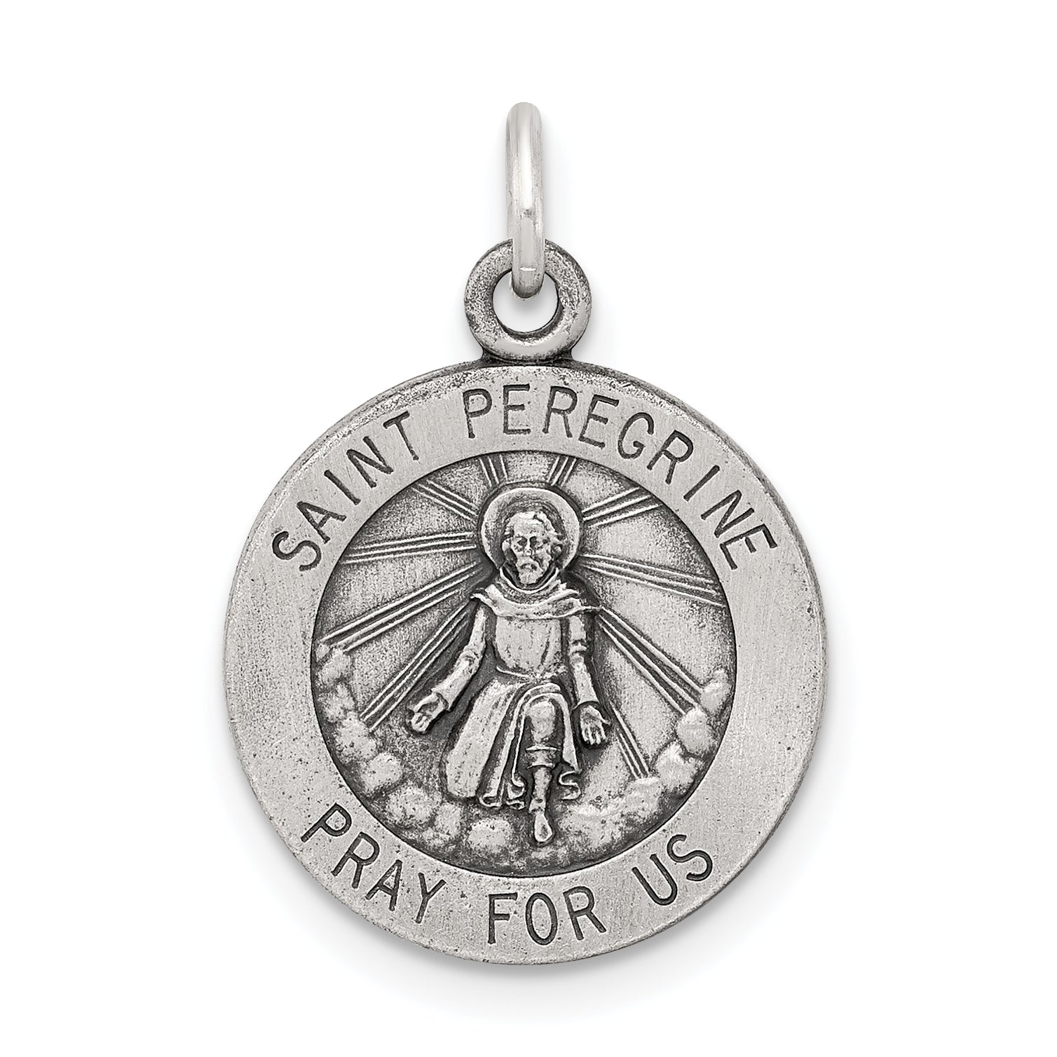 Sterling Silver Antiqued St. Peregrine Medal