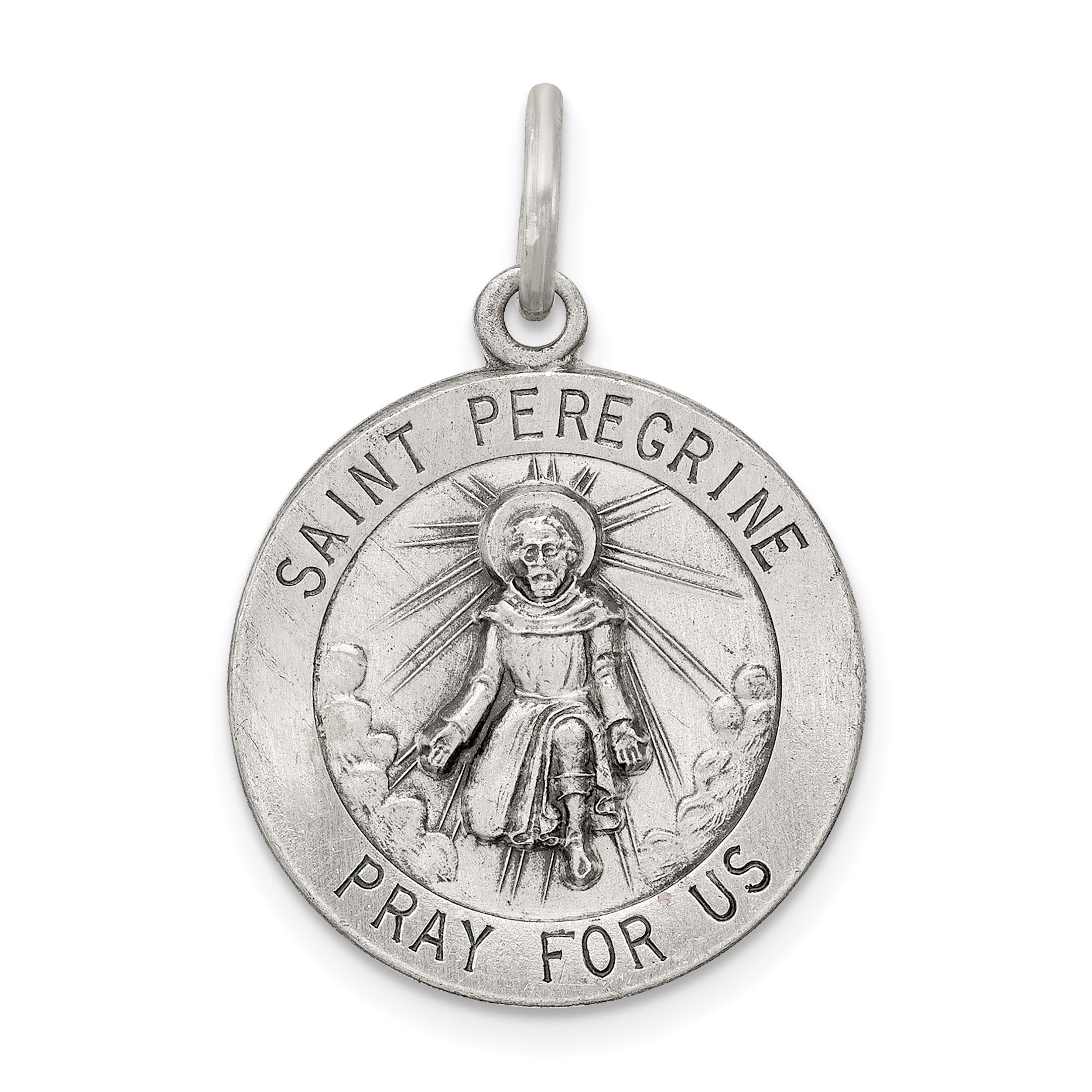 Sterling Silver Antiqued St. Peregrine Medal