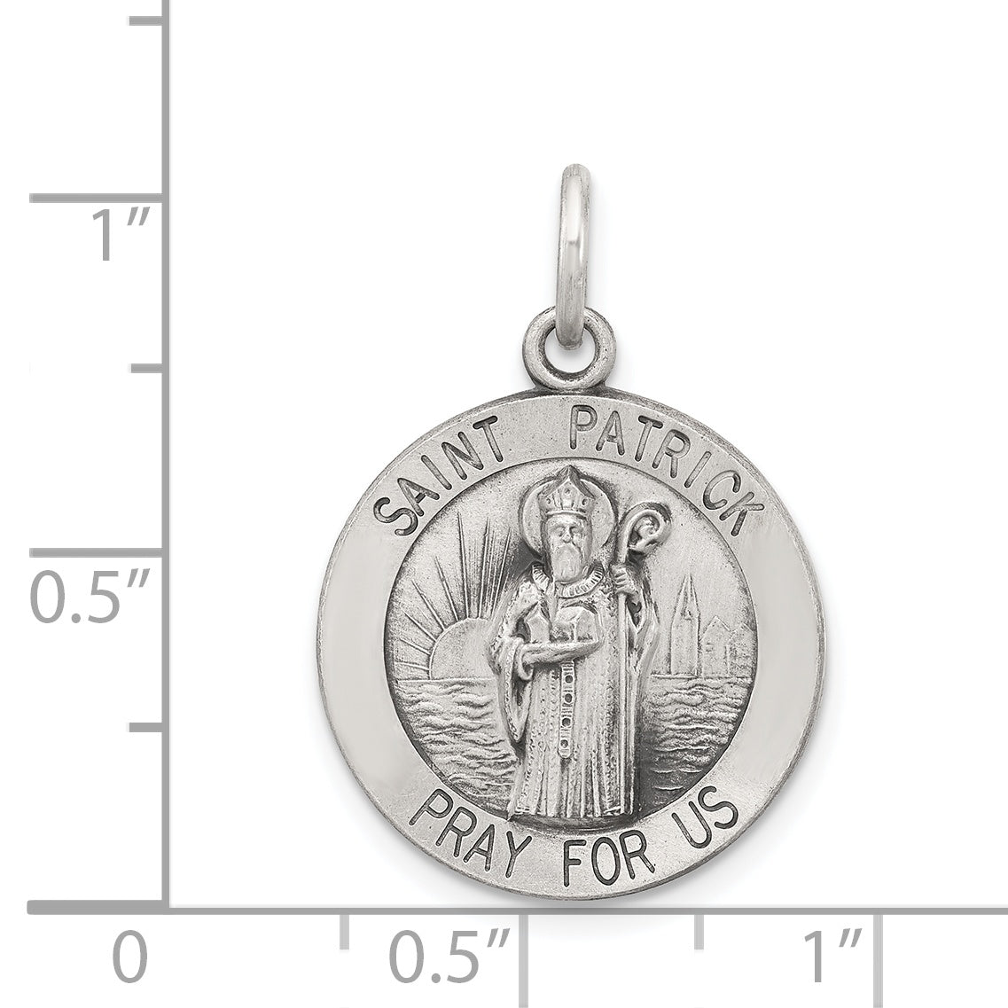 Sterling Silver 925 Antiqued Saint Patrick Medal Pendant Elegant Vintage Design