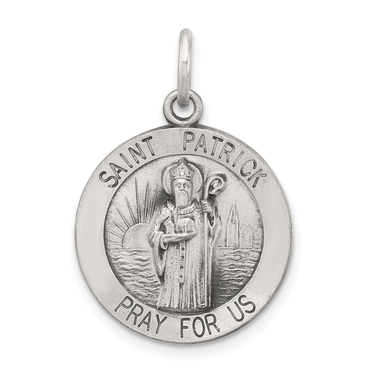 Sterling Silver Antiqued Saint Patrick Medal