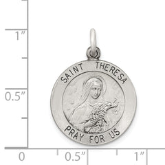 Sterling Silver 925 Antiqued St. Theresa Medal Pendant Vintage Solid Design