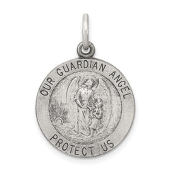 Sterling Silver Antiqued Guardian Angel Medal