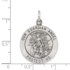 Sterling Silver Antiqued Guardian Angel Medal