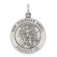 Sterling Silver Antiqued Guardian Angel Medal