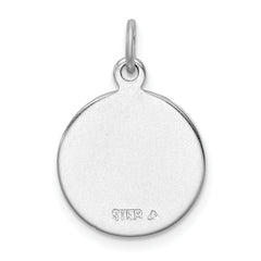 Sterling Silver Rhodium-plated/Plain Back Angel Medal