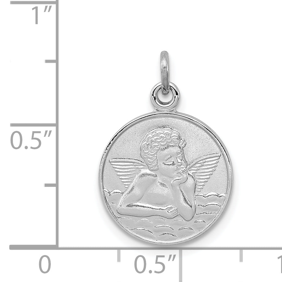 Sterling Silver Rhodium-plated/Plain Back Angel Medal