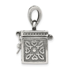 Sterling Silver 925 Prayer Box Pendant with Antiqued Finish Elegance