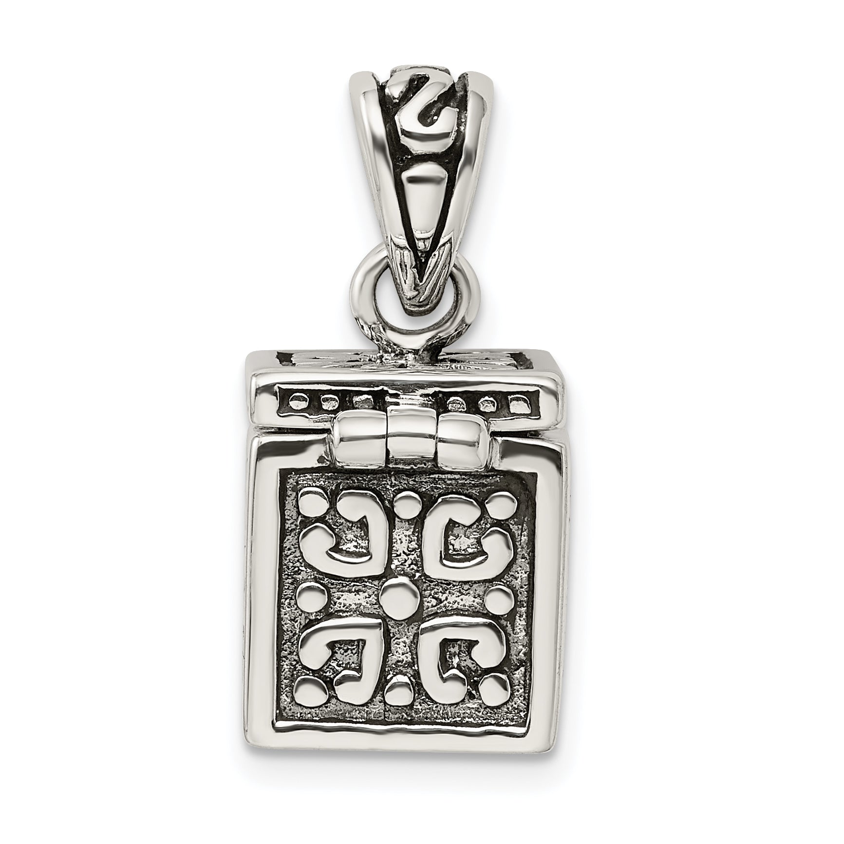 Sterling Silver 925 Prayer Box Pendant with Antiqued Finish Elegance