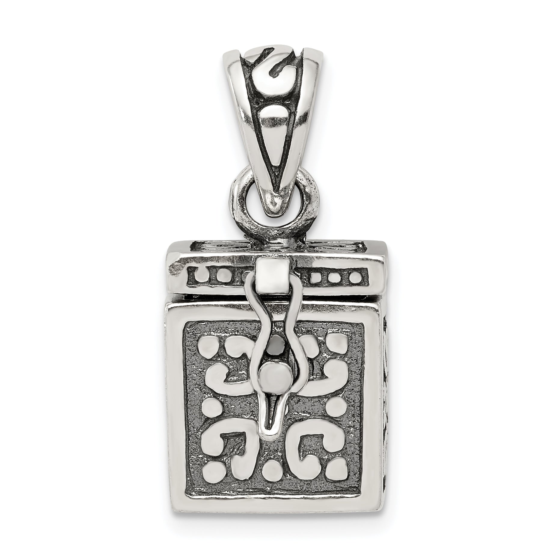 Sterling Silver 925 Prayer Box Pendant with Antiqued Finish Elegance