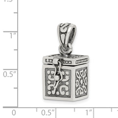 Sterling Silver 925 Prayer Box Pendant with Antiqued Finish Elegance