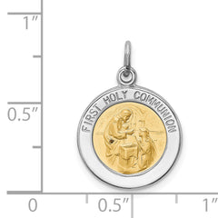 Sterling Silver Rhodium-plated & Vermeil Holy Communion Medal