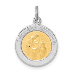 Sterling Silver Rhodium-plated & Vermeil Holy Communion Medal