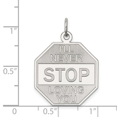 Sterling Silver Rhodium-plated I'll Never stop loving you Charm