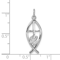 Sophia Jewelers 925 Sterling Silver Ichthus Charm Polished Rhodium-Plated Elegance