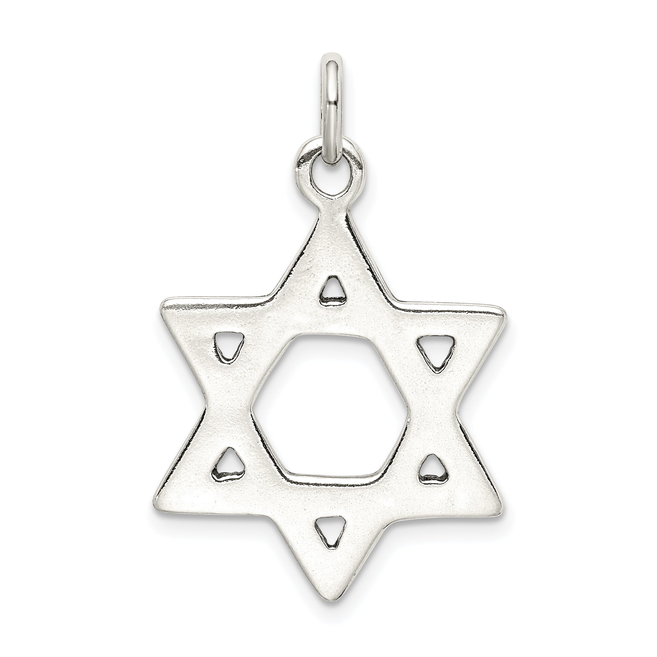 Sterling Silver 925 Antiqued Star of David Charm Pendant Vintage Elegance