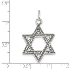 Sterling Silver 925 Antiqued Star of David Charm Pendant Vintage Elegance