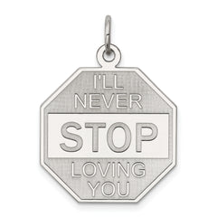 Sterling Silver Rhodium-plated I'll Never stop loving you Charm