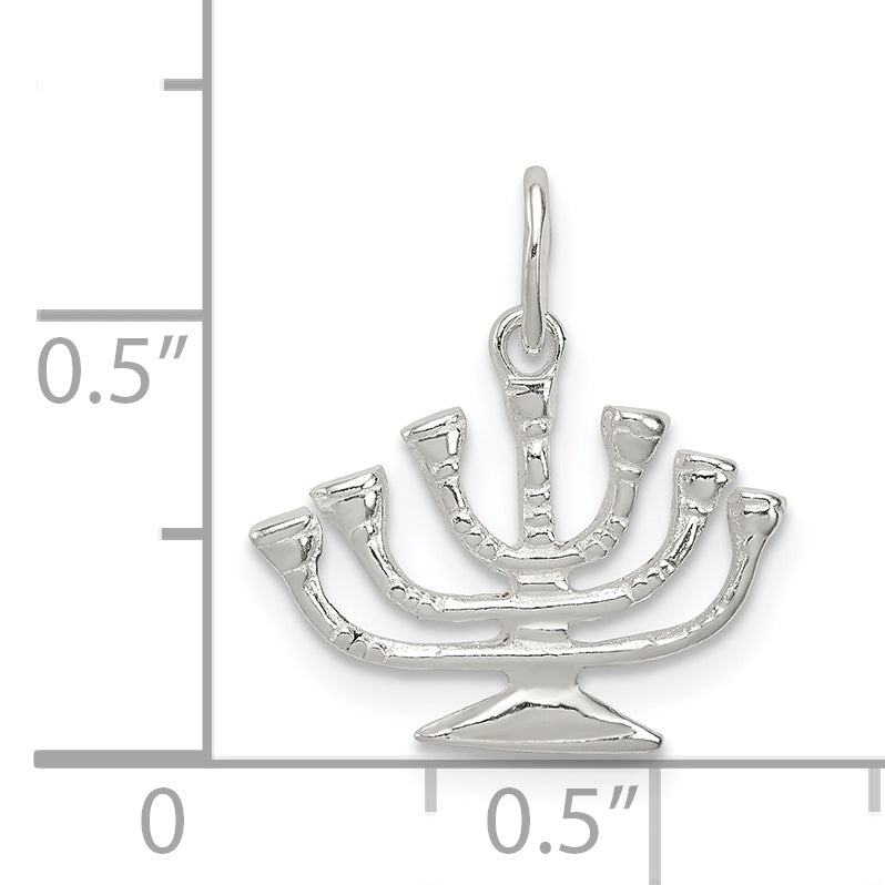 Sterling Silver 925 Menorah Charm with Polished Anti-Tarnish Finish