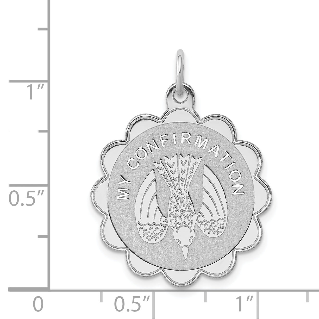 Sterling Silver 925 Confirmation Charm with Polished Rhodium Finish