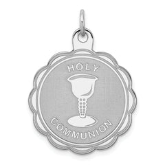 Sterling Silver Rhodium-plated Holy Communion Disc Charm