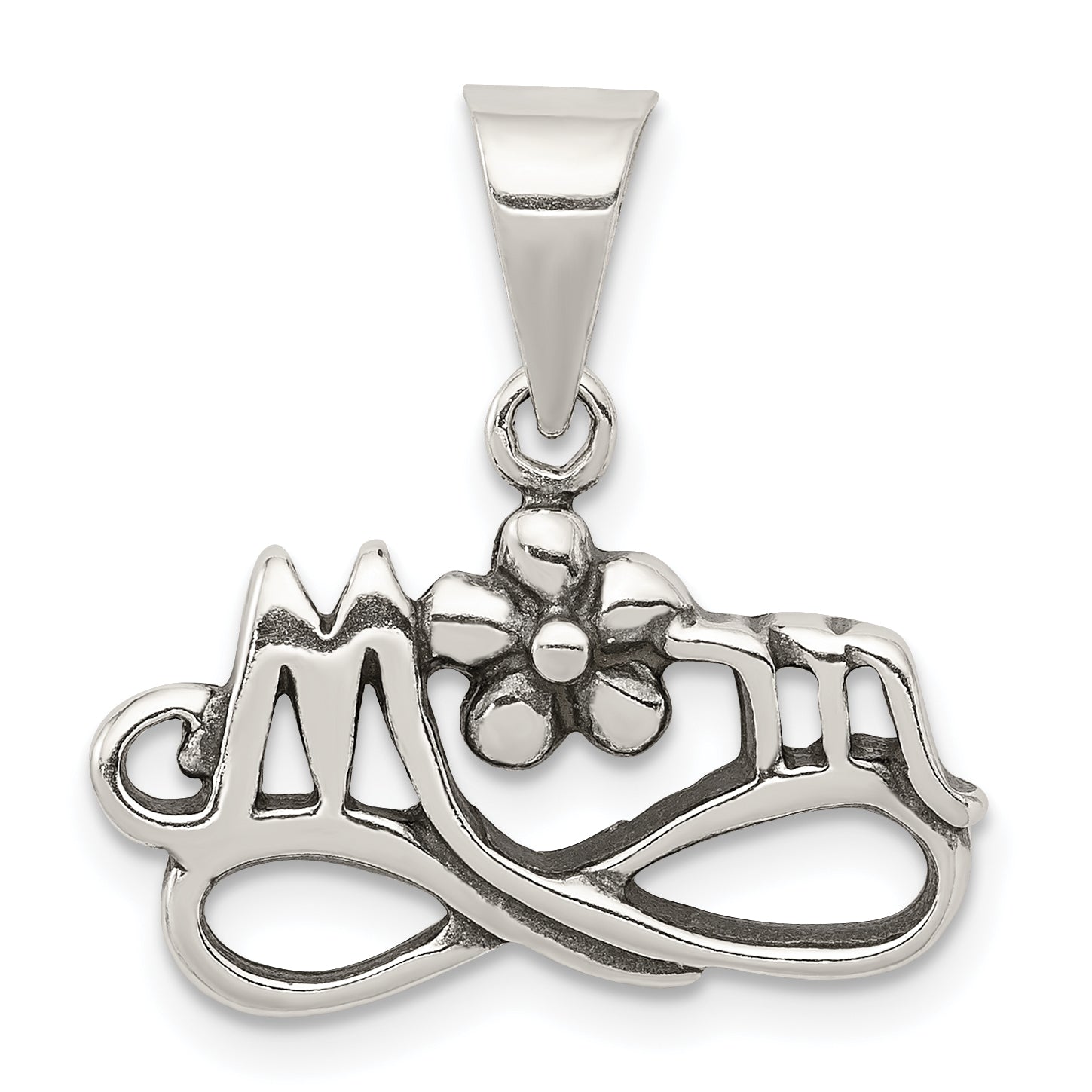 Sterling Silver Antiqued Mom Charm