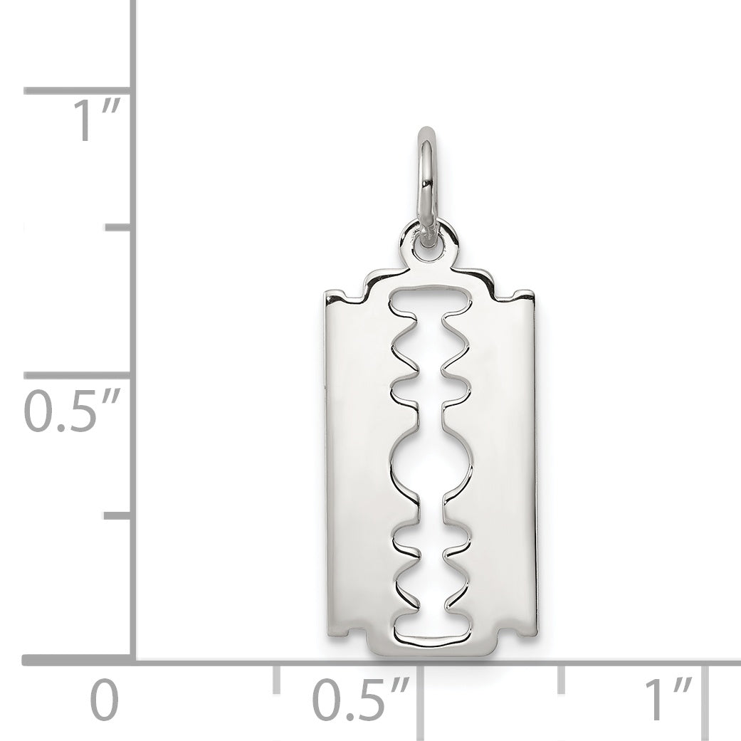 Sterling Silver 925 Polished Razor Blade Charm by Sophia Jewelers