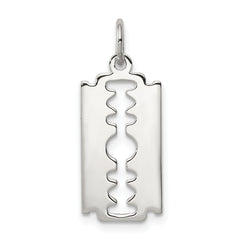 Sterling Silver Rhodium-plated Razor Blade Polished Charm