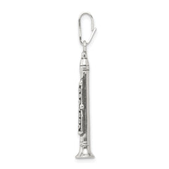 Sophia Jewelers 925 Sterling Silver Antiqued Clarinet 3D Pendant