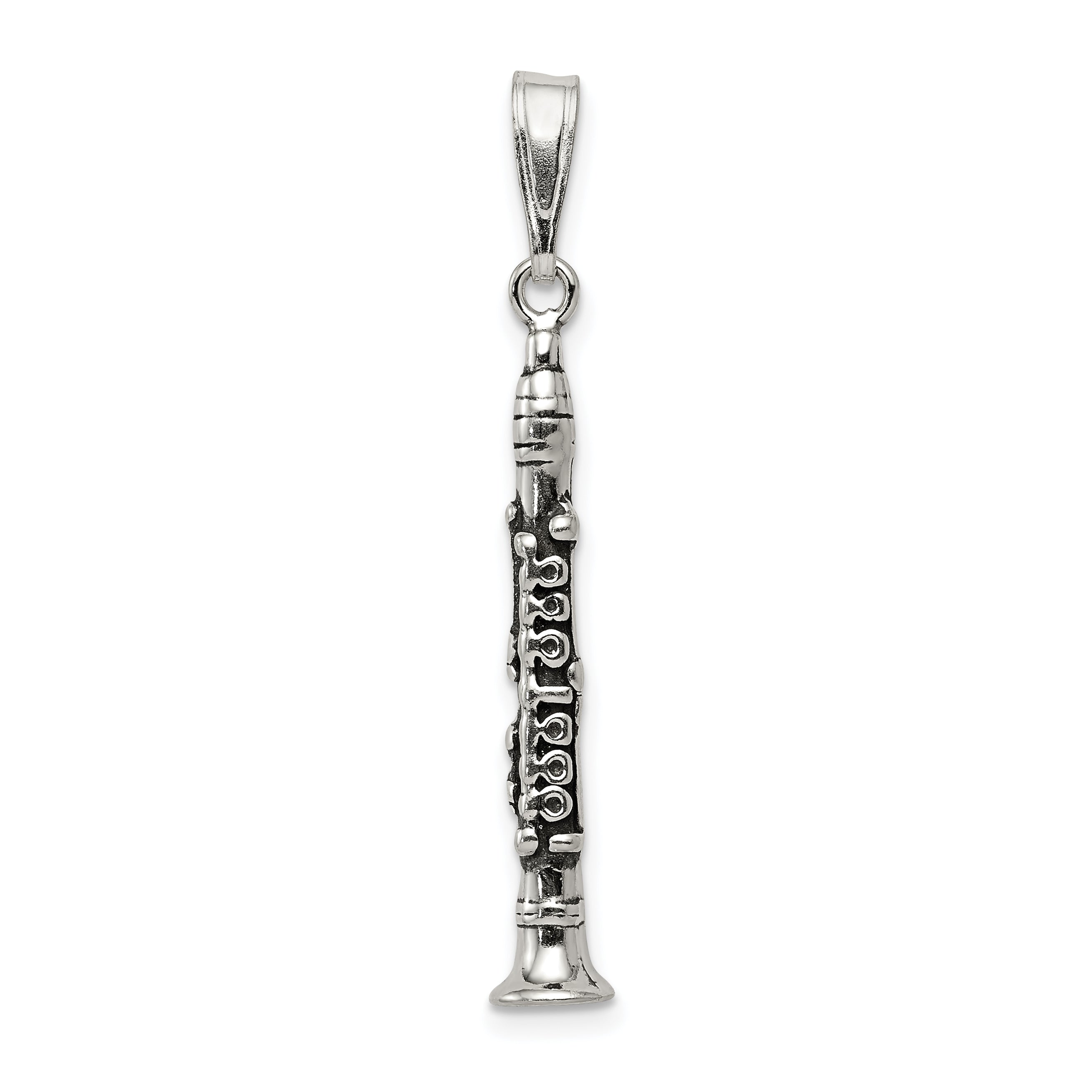 Sterling Silver Antiqued Clarinet Charm