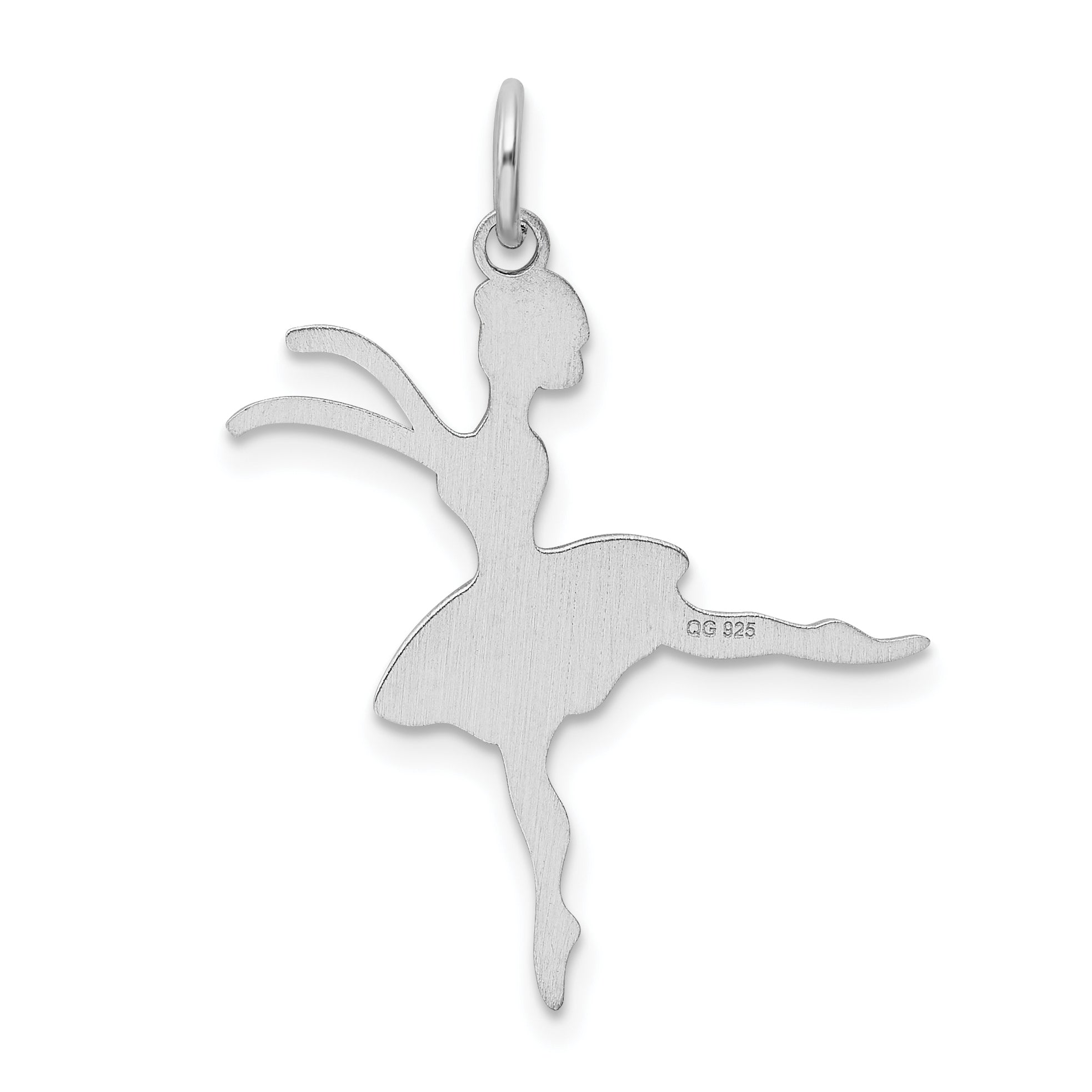 Sterling Silver Rhodium-plated Ballerina Polished Charm