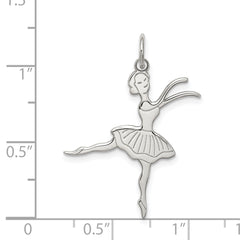 Sterling Silver Rhodium-plated Ballerina Polished Charm