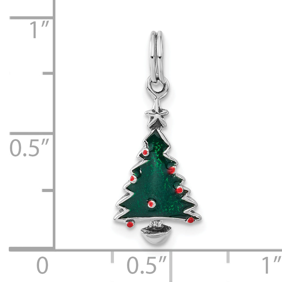 Sterling Silver Enameled Christmas Tree Charm