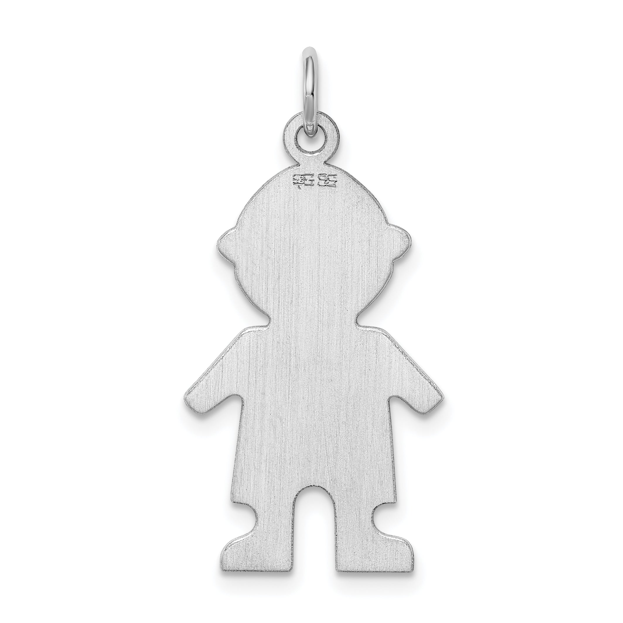 Sterling Silver Rhodium-plated Engravable Boy Polished Disc Charm