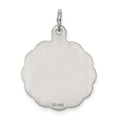 Sterling Silver Rhodium-Plated Engravable Cross Disc Charm