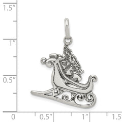 Sterling Silver 925 Sleigh Charm Vintage Solid Casted Pendant