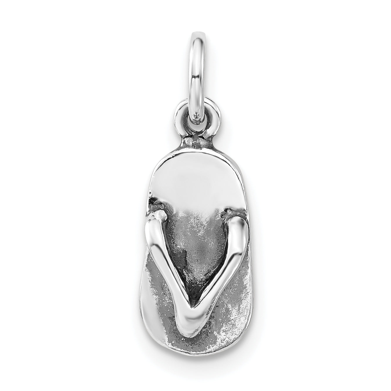 Sterling Silver 3-D Polished & Antiqued Sandal Charm