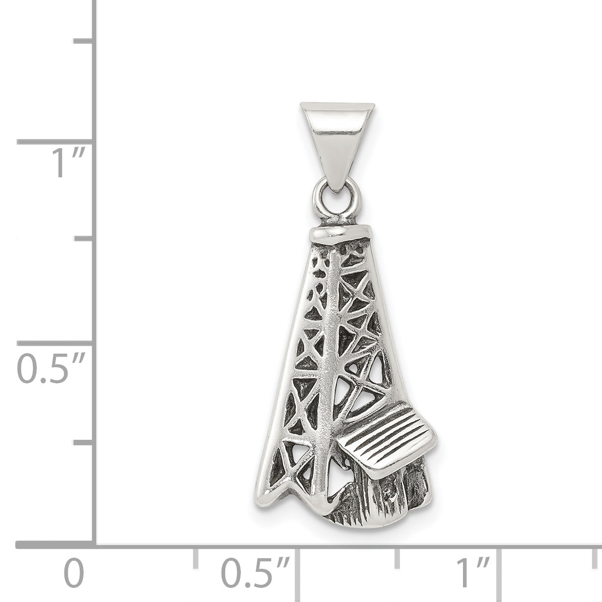 Sterling Silver 925 Men's Antiqued Oil Derrick Pendant Solid Casted