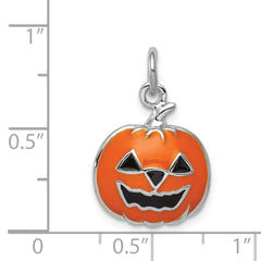 Sterling Silver Rhodium-plated Orange Jack-a-Lantern Charm