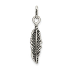 Sterling Silver Antiqued Feather Charm