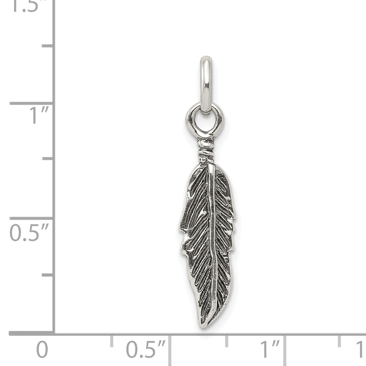 Sterling Silver Antiqued Feather Charm