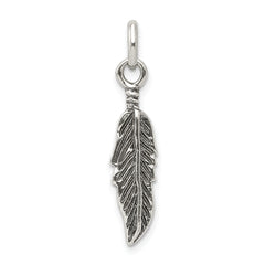 Sterling Silver Antiqued Feather Charm